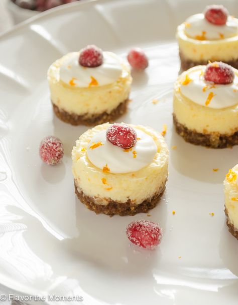 Mini Orange Cheesecake, Cranberry Orange Desserts, Cranberry Orange Cheesecake, Orange Cheesecake Recipes, Cute Thanksgiving Desserts, Holiday Cheesecake, Orange Cheesecake, Dessert Cheesecake, Cranberry Dessert