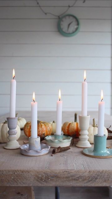 Ceramic Candle Holders Ideas, Clay Candle Holders Diy, Diy Candle Stick Holder, Pottery Candle Holders, How To Make Ceramic, Clay Candle Holders, Halloween Post, Pottery Candle Holder, Clay Candle