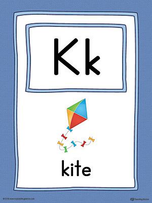 Letter K Large Alphabet Picture Card Printable (Color) Worksheet.The Letter K Large Alphabet Picture Card in Color is perfect for helping students practice recognizing the letter K, and it's beginning sound. K Alphabet, K Words, The Letter K, K Words For Kids, K Letter, K Letter On Keyboard, K Illustration Letter, Letter K Words, Letter K Books