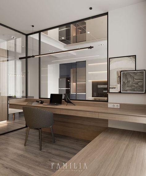 Residential Lobby Interior, Japandi Interior Design, Contemporary Living Room Design, Study Room Design, Townhouse Designs, Japandi Interior, Office Space Design, Lobby Interior, Glass Walls