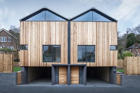 Urban Houses, House With Garage, Zinc Cladding, New Modern House, Twin House, Winchester Hampshire, Zinc Roof, Gable House, Cedar Cladding