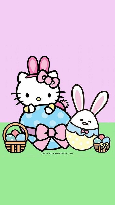 Easter Sanrio Wallpaper, Hello Kitty Easter Wallpaper, Sanrio Easter, Hello Kitty Wallpapers, Hello Kitty Easter, Sanrio Wallpapers, Sublimacion Ideas, Hello Sweetie, Hello Kitty Aesthetic