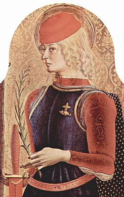 Medieval Portrait, Carlo Crivelli, 15th Century Clothing, Spanish Clothing, Istoria Artei, Italian Painters, Medieval Period, Medieval Clothing, Saint George