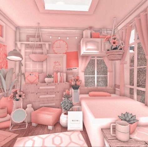 Bloxburg Layout Ideas 2 Story, Bloxburg Layout Ideas, Blush House, Bloxburg Layout, Aesthetic Bloxburg, Bloxburg Rooms, Bloxburg Bedroom, Preppy House, Blocksburg Room Ideas￼