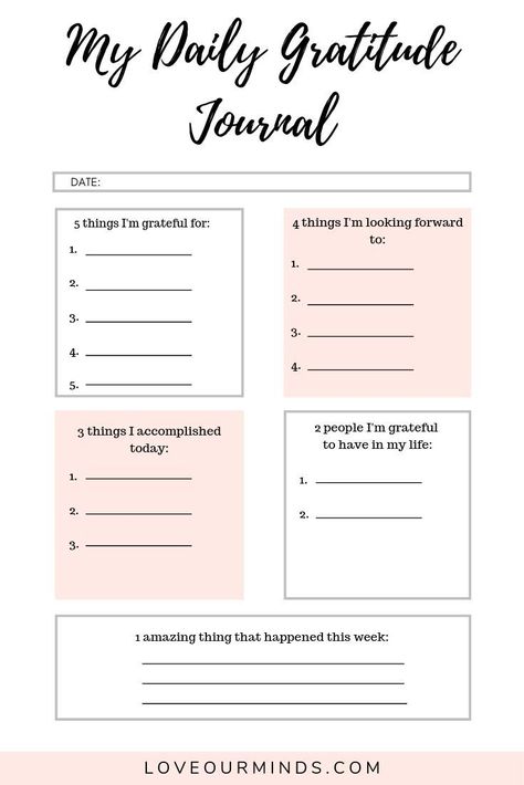 Gratitude Exercise, 5 Minutes Journal, Gratitude Journal Printable, Daily Gratitude Journal, Gratitude Prompts, Gratitude Journal Prompts, Daily Journal Prompts, Self Care Bullet Journal, Writing Therapy