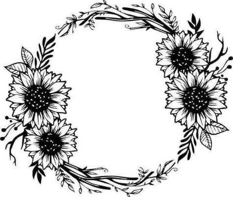 Sunflower Bunch, Idee Cricut, Sunflower Svg, Wreath Svg, Sunflower Tattoos, Sunflower Wreath, Wood Burning Crafts, Layered Svg, Free Svg Files