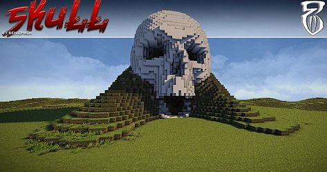 Skull Mountain Minecraft Map Minecraft Skull, Minecraft Statue, Portal Knight, Minecraft Heads, Minecraft Portal, Construction Minecraft, Minecraft Statues, Minecraft Decoration, Play Minecraft