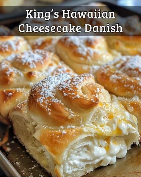 Hawaiian Cheesecake Danish, Cheesecake Danish, Hawaiian Dessert Recipes, Hawaiian Cheesecake, Danish Cake, Danish Recipes, Hawaiian Desserts, Cheese Danish Recipe, Cream Cheese Danish