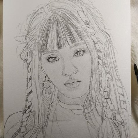 (G)-IDLE : Minnie Minnie G Idle Drawing, Gidle Sketch, Fanart Kpop, Kpop Art, Art Pencil, Sketchbook Art, Sketchbook Art Inspiration, Pencil Drawing, Art Sketchbook