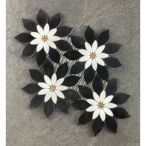 Flower Pattern Waterjet Marble Mosaic Wall Tiles - Case (7 Sheets) - Bed Bath & Beyond - 39902234 Daisy Mosaic Tile, Square Tile Pattern, Tile Flower, Sheets Bed, Waterjet Marble, Thasos, Nero Marquina, Mosaic Wall Tiles, Marble Mosaic Tiles