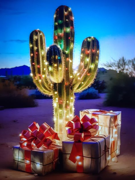 Southwest Christmas Decor, Cactus Christmas Tree, Cactus Christmas Trees, Christmas Decor Gifts, Cactus Canvas, Cactus Christmas, Christmas Palm Tree, Prints Ideas, Christmas Tree Canvas