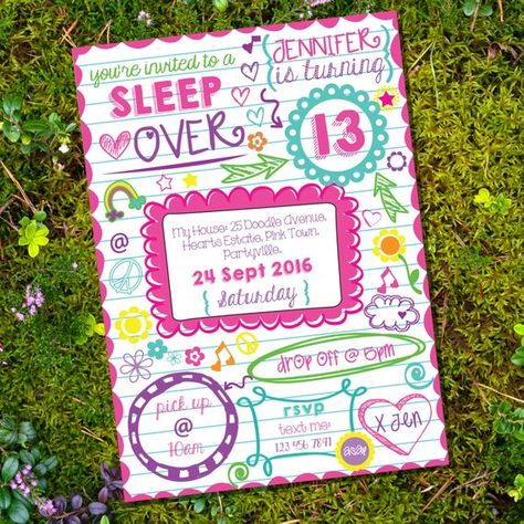 Sleepover Party Decorations, Sleepover Invitation, Birthday Teen, Slumber Party Invitations, Sleepover Invitations, Pajamas Party, Glamping Party, Creative Birthday Cards, Birthday Invitations Diy