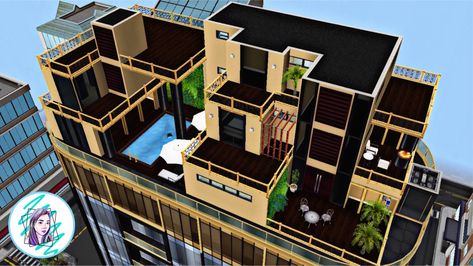 Modern Mansion / 3 story penthouse / Downtown Developer #simsfreeplay #sims #simshouse #thesimsfreeplay #thesims Family Penthouse, Casas The Sims Freeplay, Watch Room, The Sims Freeplay, Sims Freeplay Houses, Sims Free Play, White Hall, Forza Horizon 4, Sims Ideas