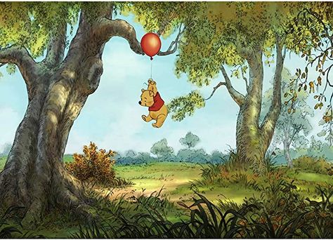 Vintage Winnie The Pooh Birthday, Birthday Photo Background, Balloons Photography, Baby Backdrop, Pooh Birthday, Forest Mural, Forest Backdrops, Hundred Acre Woods, Painting Birthday