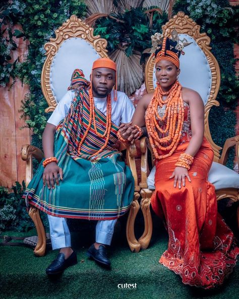 Edo Wedding Outfit, Edo Wedding, Edo Brides, Nigerian Traditional Wedding, Nigerian Culture, Africa Wedding, African Traditional Wedding Dress, Traditional Weddings, Traditional Wedding Attire