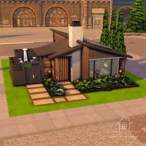 Modern Tiny Home Sims 4, Modern Starter Home Sims 4, Sims Tiny House Layout, Starter Home Sims 4, Sims 4 20x15 House, Tiny Home Sims 4, Sims 4 Tiny Home, Sims 4 Small House, Sims 4 Tiny House