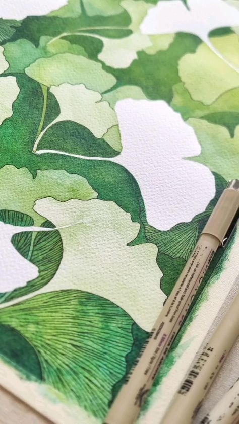 Beginners Watercolor, Paintings For Beginners, Doodle Art For Beginners, Art Tutorials Watercolor, Watercolor Workshop, Ginkgo Leaves, Art Painting Tools, Art Essentials, Watercolor Paintings For Beginners