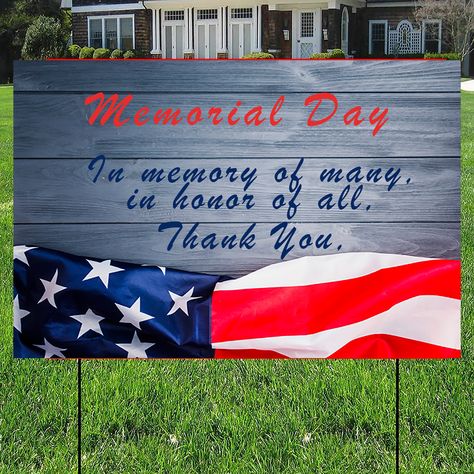 Memorial Day Yard Decor, Memorial Day Sign Ideas, Memorial Day Signs, Church Sign Sayings, Memorial Day Quotes, Custom Yard Signs, Memorial Day Decorations, Church Signs, Lawn Sign