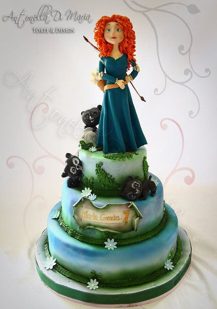 Brave Merida 1  Cake by antonelladimaria Brave Birthday Cakes, Merida Cake, Brave Cakes, Brave Birthday Party, Movie Cake, Brave Movie, Disney Themed Cakes, Brave Merida, Movie Cakes