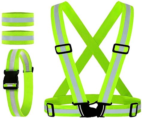 AmazonSmile : Reflective Vest, Reflective Glow Belt with 2Pack Reflector Armbands, Adjustable Elastic Safety Vest Outdoor Reflective Belt High Visibility, Ultralight & Comfy for Running, Jogging, Walking, Cycling, : Sports & Outdoors Reflector Jacket, Reflective Running Gear, Safety Jacket, Reflective Vest, Air Gear, Safety Vest, Dog Safety, Safety Devices, Running Gear