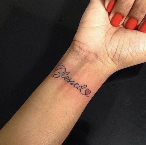 Blessed Tattoo, 16 Tattoo, Cute Hand Tattoos, Tattoos For Black Skin, Red Ink Tattoos, Pretty Tattoos For Women, Small Wrist Tattoos, Dope Tattoos For Women, Wrist Tattoos For Women