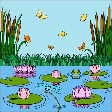 Lily Pads! Lily Pad Drawing, Pond Drawing, Pond Painting, Zen Tangles, Easy Art For Kids, Lotus Painting, Construction Paper Crafts, Frog Drawing, Creative Pattern