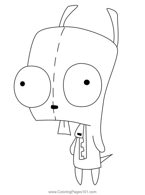 Gir 1 Coloring Page Invader Zim Coloring Pages, Invader Zim Tattoo, Zim Tattoo, Nick Jr Coloring Pages, Disney Stained Glass, Batman Drawing, Easy Doodles, Print Outs, Doodles Drawings