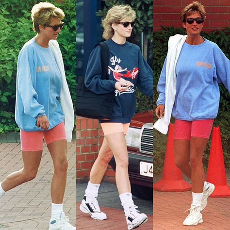 5 times Princess Diana gave us gym kit inspiration 90s Workout Clothes, Stylish Workout Outfits, Activewear Inspiration, Neon Shorts, Gym Kit, Casual Glam, St Barths, Diana Fashion, Princes Diana