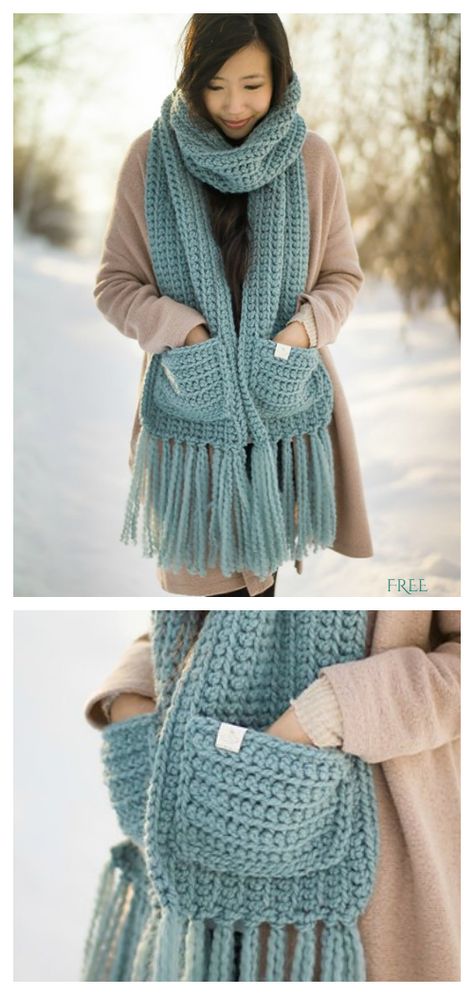 Pocket Scarf Shawl Free Crochet Pattern & Paid Crochet Shrug Pattern Free, Crochet Hooded Scarf, Gilet Crochet, Ladies Scarf, Crochet Shrug Pattern, Crochet Scarf Pattern Free, Crochet Shawls And Wraps, Trendy Crochet, Crochet Cap