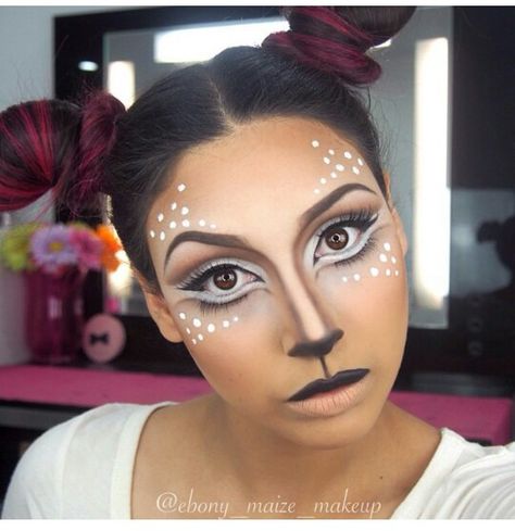 Doe / Deer Deer Face Paint, Lion Makeup, Purim Costume, Deer Face, Xmas Makeup, Dead Costume, Purim Costumes, Deer Makeup, Deer Costume