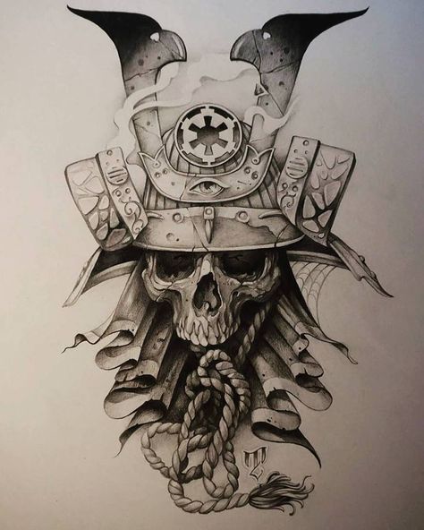 Samurai Skull Tattoo, Skull Tattoo Sketch, Japanese Forearm Tattoo, Samurai Mask Tattoo, Noir Tattoo, Samurai Warrior Tattoo, Samurai Tattoo Design, Samurai Artwork, Asian Tattoos