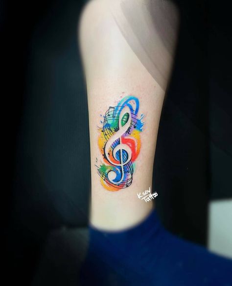 Hummingbird Guitar Tattoo, Fem Tattoos, Watercolor Tattoo Music, Fancy Tattoo, Watercolor Tattoo Ideas, Thumb Tattoos, Lillies Tattoo, Tattoo Music, Small Chest Tattoos