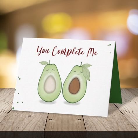 Happy Anniversary Cute Funny Simple Avocados Card Happy Anniversary Cute, Happy Anniversary Funny, Couple Anniversary, Anniversary Greeting Cards, You Complete Me, Cute Avocado, Anniversary Gifts For Parents, Anniversary Funny, Photo Greeting Cards