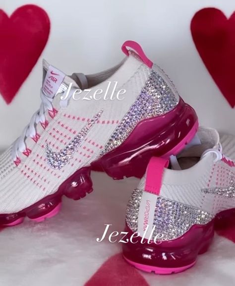 Custom Bling Vapormax Flyknit 3 Custom Hand Jeweled Kicks Bedazzled Trainers for Women / Girl's - Etsy Bling Wedding Shoes, Nike Shoes Women Fashion, Trainers For Women, Pink Nike Shoes, Nike Fashion Shoes, Custom Bling, Vapormax Flyknit, Bling Shoes, Cute Nike Shoes