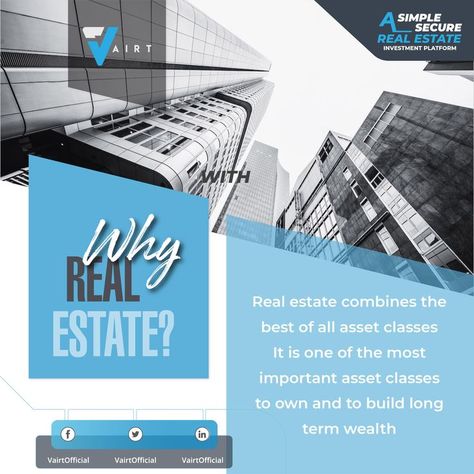 Real estate combines the best of all asset classes It is one of the most important asset classes to own and to build long term wealth. Value appreciation In addition to monthly passive income, real estate appreciates in value like equities, creating long term wealth for investors. Hedge for inflation Real estate is the oldest asset class in history and has always been a great hedge during inflationary times, just like gold. #vairt #realestate #crowdfunding #investments #Properties #investors Passive Income Real Estate, Real Estate Investing, Passive Income, Old Things, Real Estate, History, Building