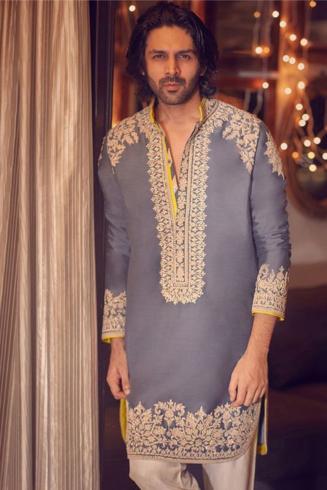 Mens Kurta With Embroidery, Men’s Kurta Embroidery, Kurta Designs Men's Latest 2023, Kurta Embroidery For Men, Gents Kurta Embroidery Design, Mens Kurta Embroidery Designs, Embroidery Kurta For Men, Traditional Indian Mens Clothing, India Fashion Men