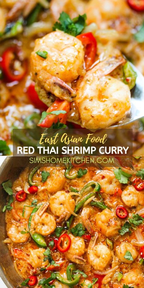 Red Thai Shrimp Curry Shrimp Coconut Curry, Thai Shrimp Curry, Shrimp Coconut, Thai Curry Recipes, Shrimp Curry, Thai Shrimp, Red Thai, Prawn Curry, Prawn Recipes