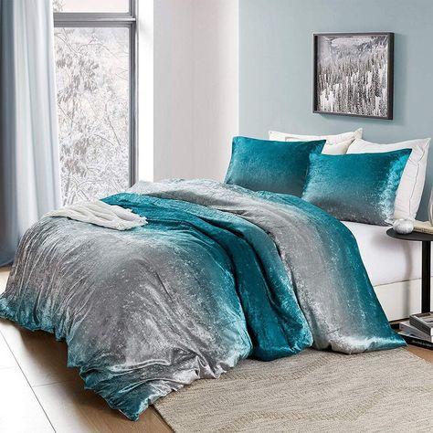 Teal Duvet, Teal Duvet Cover, Ombre Velvet, Teal Bedroom, Twin Xl Duvet Covers, Affordable Bedding, Perfect Bedding, Queen Duvet Cover, Basement Bedrooms