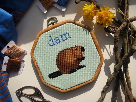 Beaver Embroidery, Cryptid Cross Stitch Pattern, Beaver Cross Stitch Pattern, Beaver Cross Stitch, Cross Stitch Designs Meme, Cross Stitch Memes Funny, Funny Cross Stitch Patterns, Small Cross Stitch, Cross Stitch Funny