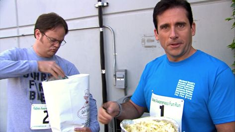 Season 4, Episode 2: Fun Run (Part 2)  "Fettuccine alfredo. Time to carbo load."  -Michael Scott Fettuccini Alfredo, Doctors Appointment, Office Birthday Party, Office Birthday, Fettuccine Alfredo, Dunder Mifflin, Doctor Appointment, His Secret Obsession, Michael Scott