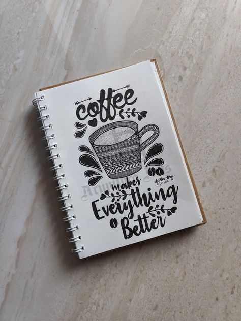 Mandala Art Simple With Quotes, Coffee Cup Mandala Art, Asthetic Drawings Simple Cute, Coffee Mandala Art, Aesthetic Mandala Art Easy, Cute Coffee Cup Drawing, Friends Mandala Art, Coffee Aesthetic Drawing, Mandala Art Simple Design