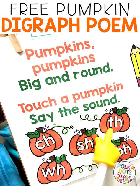 We love our FREE shared reading pumpkin poem to practice digraphs! Shared Reading Poems, Reading Pumpkin, Pumpkin Poem, Pumpkin Reading, Reading Poems, October Activities, Halloween Kindergarten, November Activities, Grade Spelling