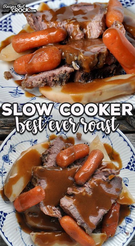 Do you have a roast and need a great recipe? This Best Ever Slow Cooker Roast is an easy recipe that you will definitely want to try! via @recipescrock Inside Round Roast Recipe, Inside Round Roast, Slow Cooker Round Roast, Bottom Round Roast Recipes, Crockpot Roast Recipes, Pot Roast Crock Pot Recipes, Beef Roast, Slow Cooker Roast, Crockpot Roast