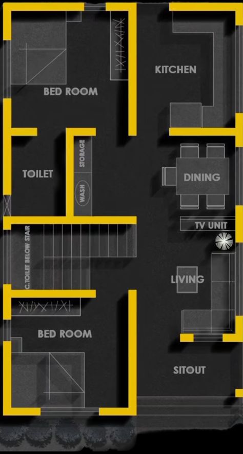 Civil Plan, One Floor House Plans, Hotel Room Plan, Bathroom Layout Plans, Budget House Plans, Small House Blueprints, 20x40 House Plans, 30x40 House Plans, 2bhk House Plan