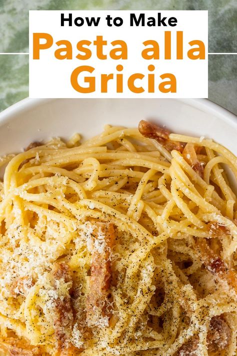 Pasta Alla Gricia Recipe, Gricia Pasta, Desert Pasta, Home Made Pasta Recipe, Homemade Pasta Dishes, Roman Pasta, Summer At Home, Italian Pasta Dishes, Italian Pasta Recipes