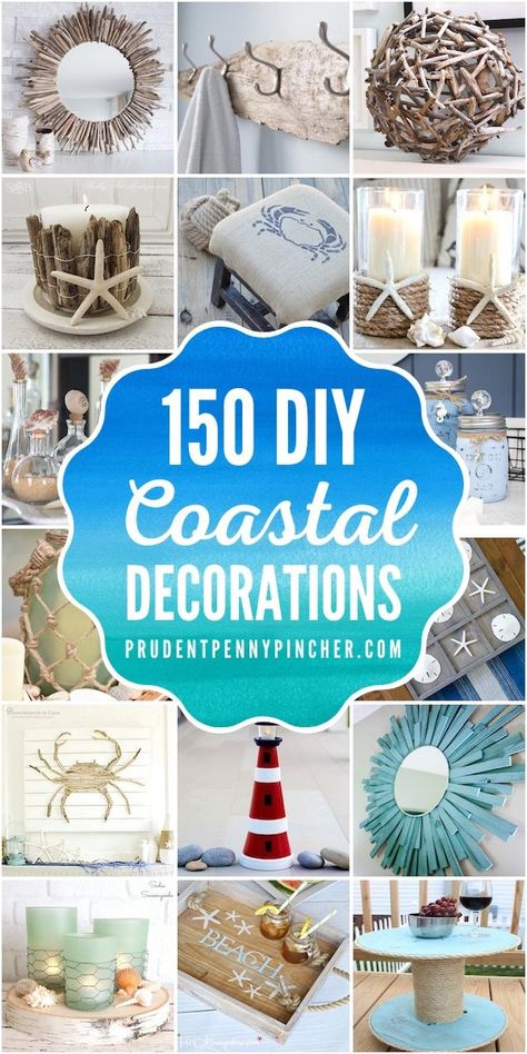 Add a beach vibe to your home with these coastal DIY home decor ideas. From seashell wall art to DIY sea glass, there are plenty of beach house decor ideas to choose from. There are DIY coastal decorations for your living room, bedroom, bathroom, dining room, porch and much more. Nautical Themed Living Room Ideas, Korean Bedroom, Diy Coastal Decor, Coastal Diy, Beachy Crafts, Boho Apartment, Beach Themed Crafts, Diy Beach Decor, Seashell Wall Art