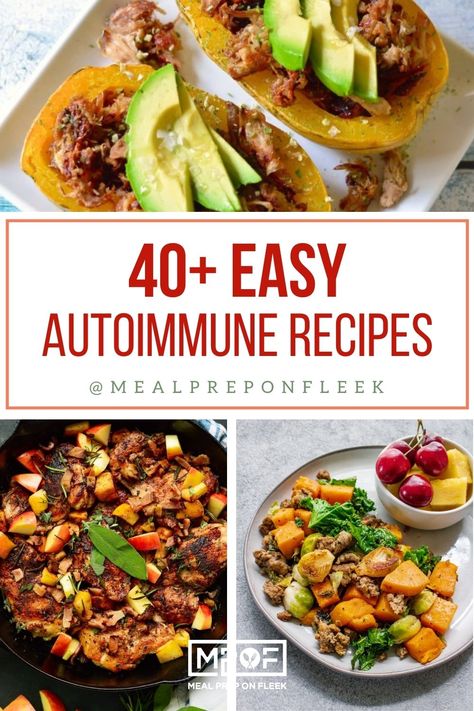 40 Easy AIP Recipes That Won't Stress You Out - Meal Prep on Fleek™ Autoimmune Friendly Recipes, Autoimmune Dinner Recipes, Autoimmune Recipes Easy, Simple Aip Recipes, Antiflamatory Diet, Paleo Aip Recipes, Aip Breakfast Recipes Easy, Autoimmune Meals, Aip Recipes Easy