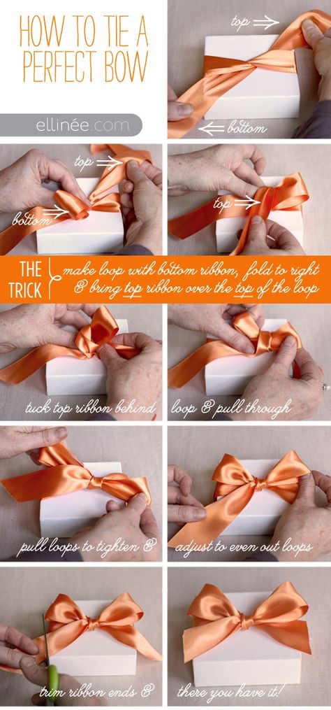 How to tie a bow Tie A Bow With Ribbon, Bow With Ribbon, Vika Papper, Penanda Buku, Presente Diy, Perfect Bow, Christmas Gift Wrapping, How To Make Bows, Ribbon Bows