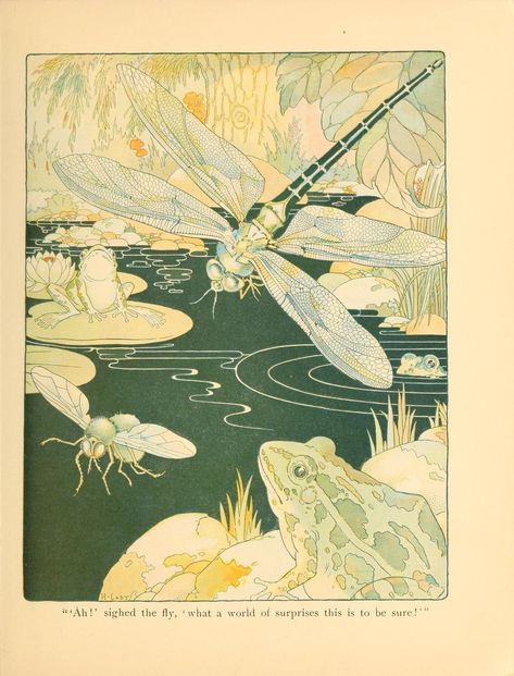 Garden-land : Chambers, Robert W. (Robert William), 1865-1933 : Free Download, Borrow, and Streaming : Internet Archive Nature Pond, Frog Illustration, Dragonfly Dreams, 2d Art, Hornet, Dragonflies, Antique Art, Linocut, Vintage Illustration