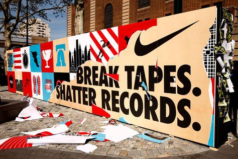 "Nike mural" in Advertising Penn Relays, Print Design Inspiration, Hoarding Design, Sketch Wall, Sports Graphics, Environmental Design, Environmental Graphics, Wall Graphics, Sports Design